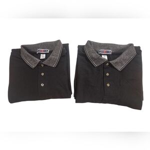 Two Jerzees Brand 2XL Black Polo with Gray Accents